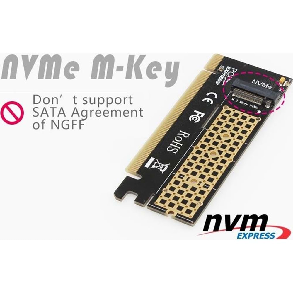 M.2 Nvme Ssd Ngff To Pcie 3.0 X16 Adaptör M Key Kart Çevirici Dönüştürücü