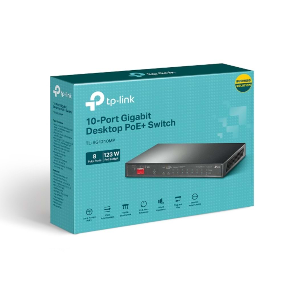 TP-Link TL-SG1210MP 10-Port Gigabit Desktop Switch 1-SFP 8-Port PoE+ (123W)