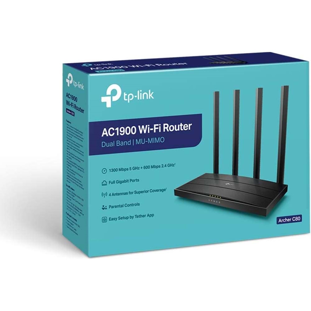 TP-Link Archer C80, AC1900 Mbps Kablosuz MU-MIMO Wi-Fi Router