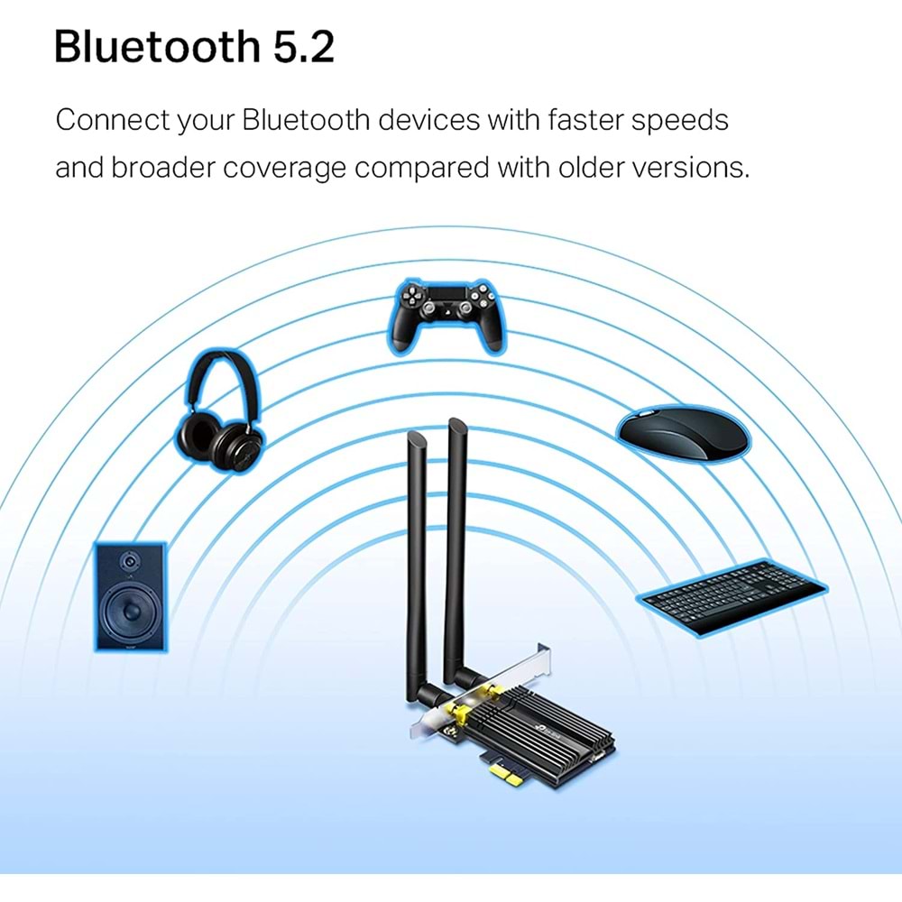 TP-Link Archer TX50E, AX3000 Mbps Wi-Fi 6 Bluetooth 5.0 PCIe Adaptör