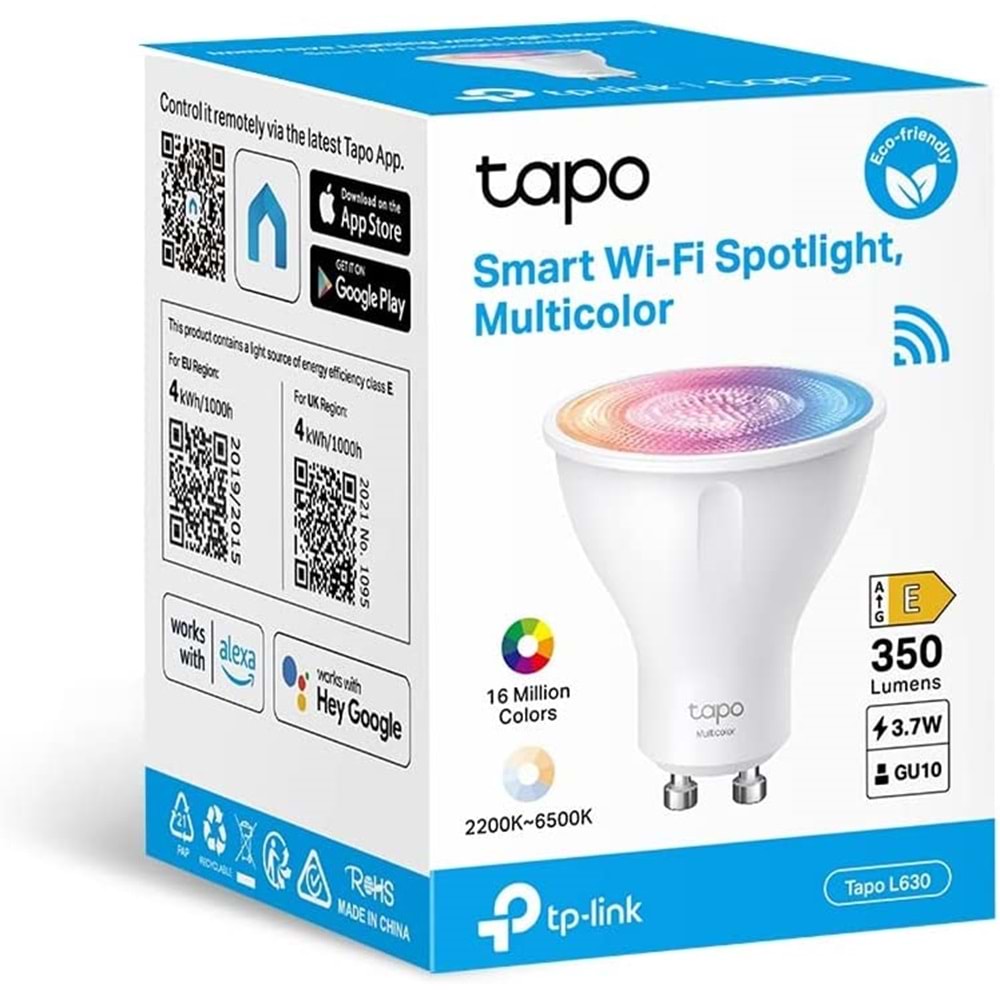 TP-Link Tapo L630, Akıllı Wi-Fi Spot Işığı, Çok Renkli [Enerji Sınıfı A]