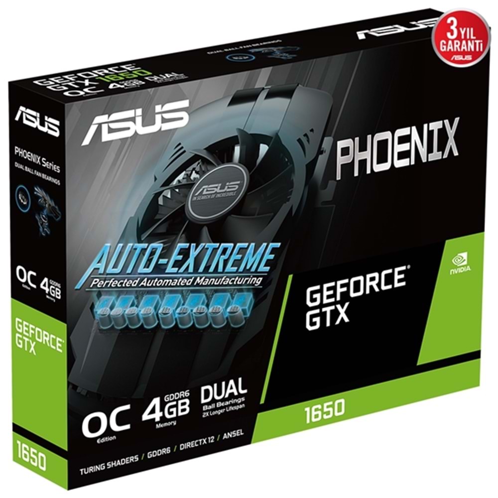 Asus NVIDIA GeForce GTX 1650 Phoenix OC V2 PH-GTX1650-O4GD6-P-V2 4 GB GDDR6 128 Bit Ekran Kartı