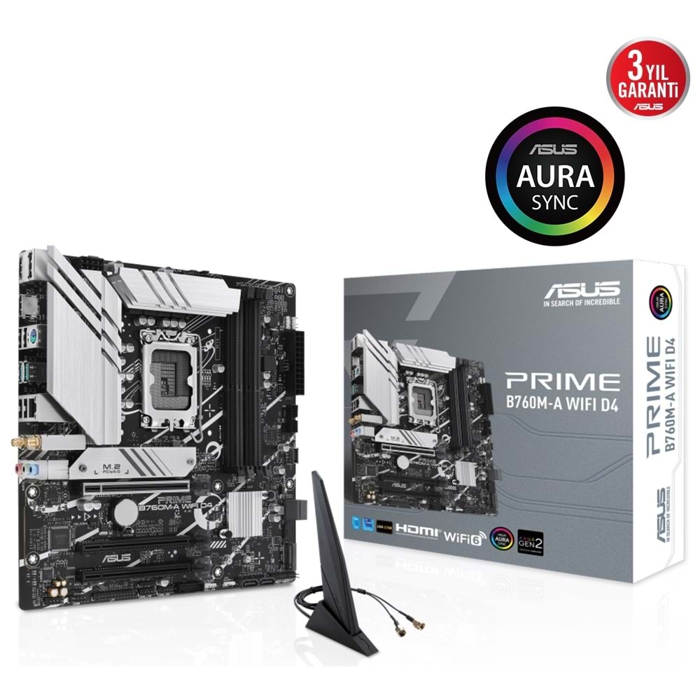 Asus Prime B760M-A WIFI D4 Intel B760 5333 MHz (OC) DDR4 Soket 1700 mATX Anakart