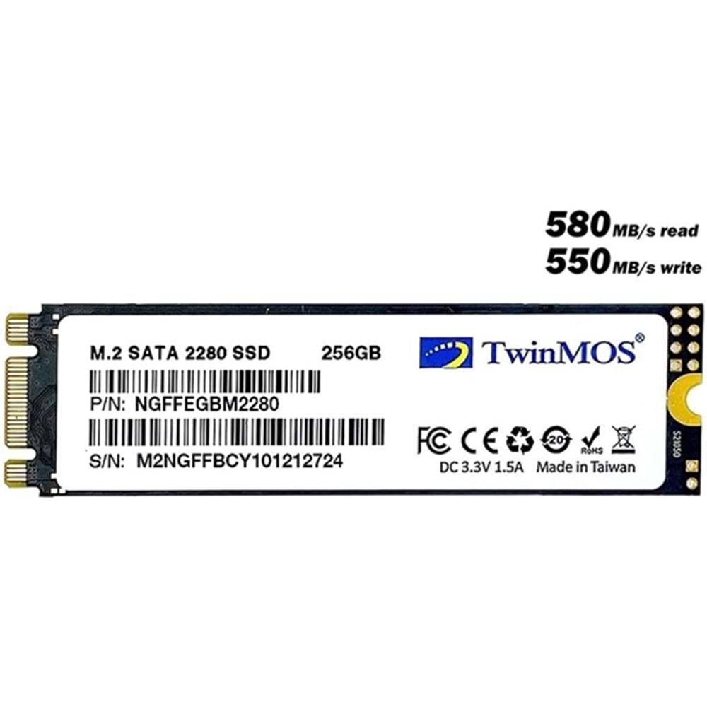 Twinmos NGFFEGBM2280 256 GB 580/550 MB/S M.2 2280 SATA 3 SSD