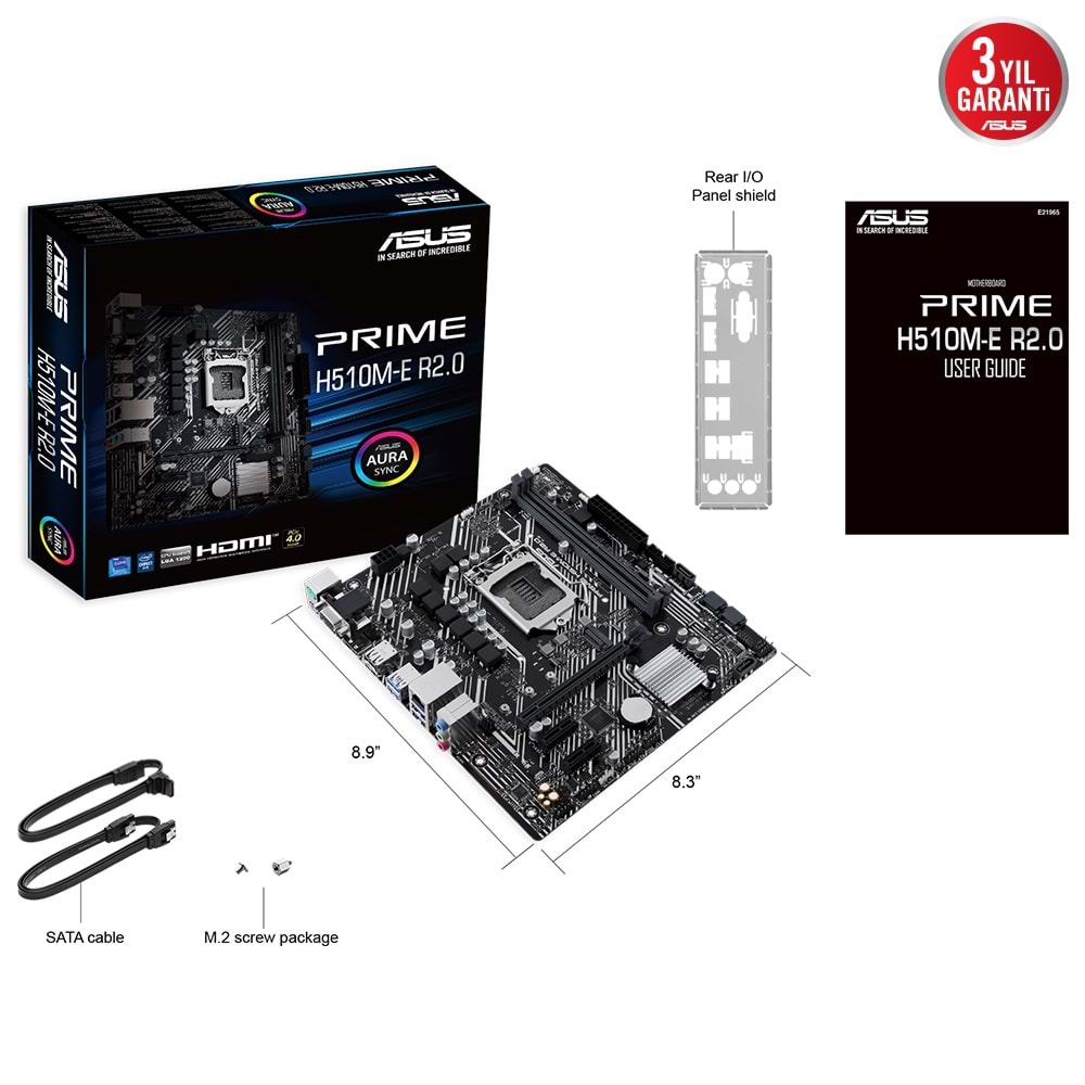 Asus Prıme H510M-E R2.0 Intel H510 3200 MHz DDR4 LGA1200 Matx Anakart