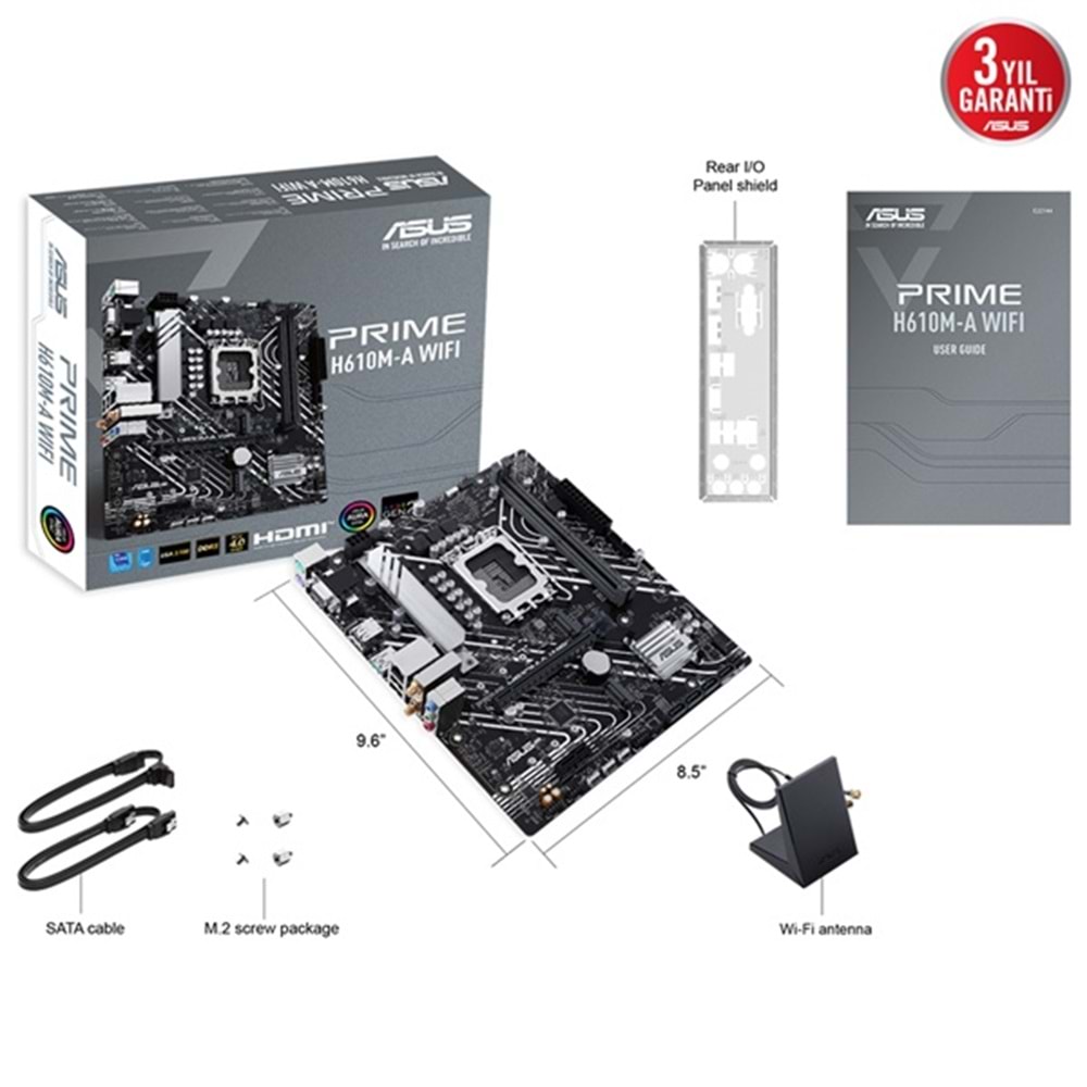 Asus Prime H610M-A-WIFI Intel H610 5600 MHz (OC) DDR5 Soket 1700 ATX Anakart