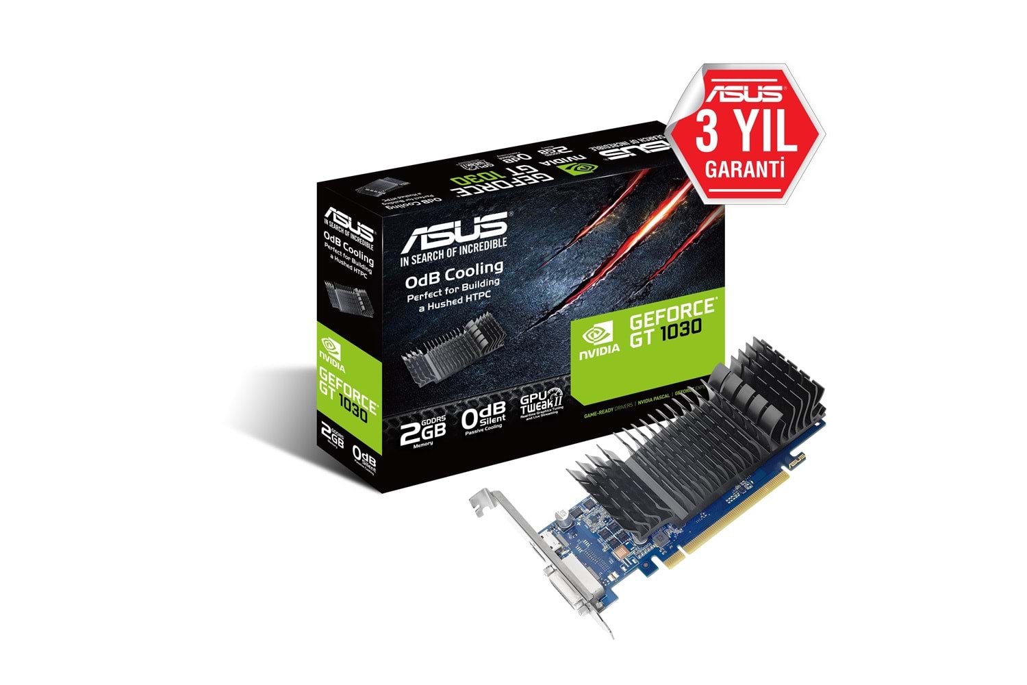 Asus GT1030-SL-2G-BRK 2GB 64Bit GDDR5 HDMI/DVI PCI 3.0 Ekran Kartı
