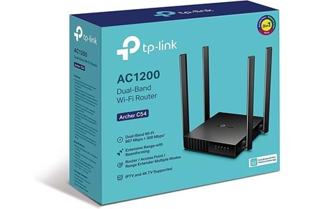 TP-Link Archer C54, AC1200 Dual-Band Wi-Fi Router, Çift Bantlı Wi-Fi, 1200 Mbps, 2.4GHz ve 5GHz