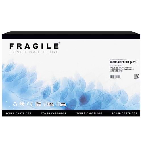 Fragile HP 05A Siyah Muadil Toner Çipli CE505A / 505A / 280A / CRG-719 / CRG-715 / CRG-715 / CRG-720
