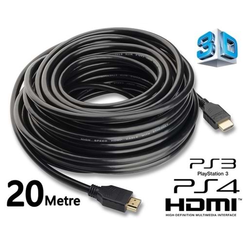 20 Metre Hdmi Kablo TV Ses Görüntü Kablosu Uydu HD Lcd PC PS3 3D
