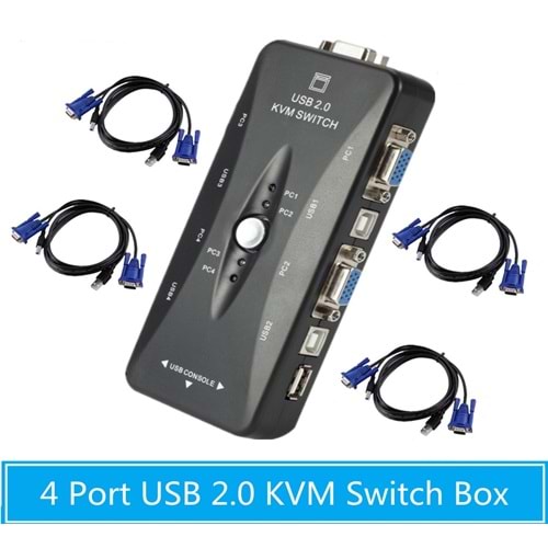 4 Port USB to KVM Switch Çoklayıcı Kasa Çoğaltıcı ( Kvm Kablo Dahil )