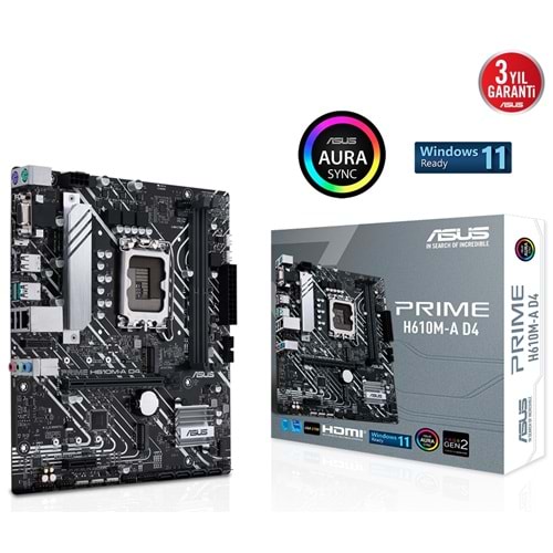 Asus Prime H610M-A D4 Intel H610 3200 MHz (OC) DDR4 Soket 1700 mATX Anakart