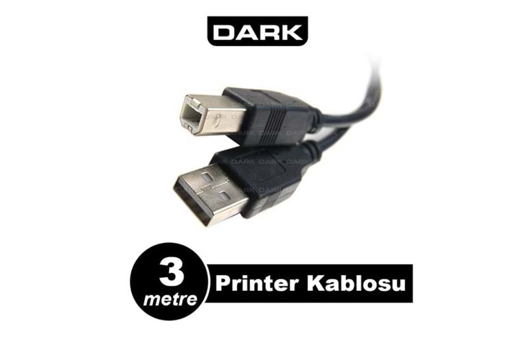 Dark USB 2.0 3 m Printer ve Data Kablosu (B-Tip) (DK-CB-USB2PRNL300)
