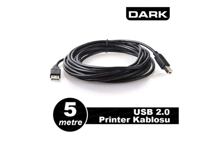 Dark USB 2.0 5m Printer ve Data Kablosu (B-Tip) (DK-CB-USB2PRNL500)